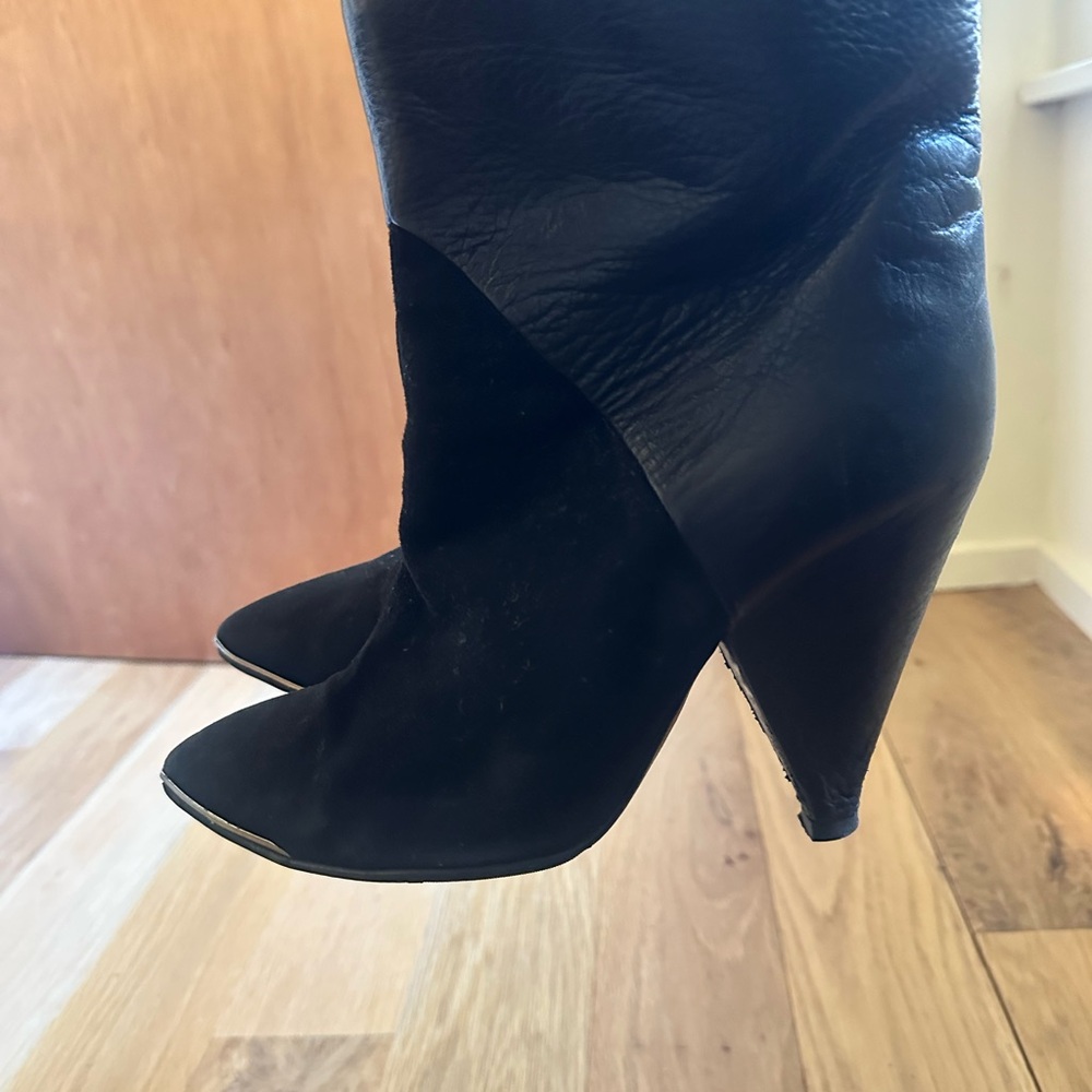 IRO Slouchy Black Pointed-Toe Wedge Ankle Boots - size 40
